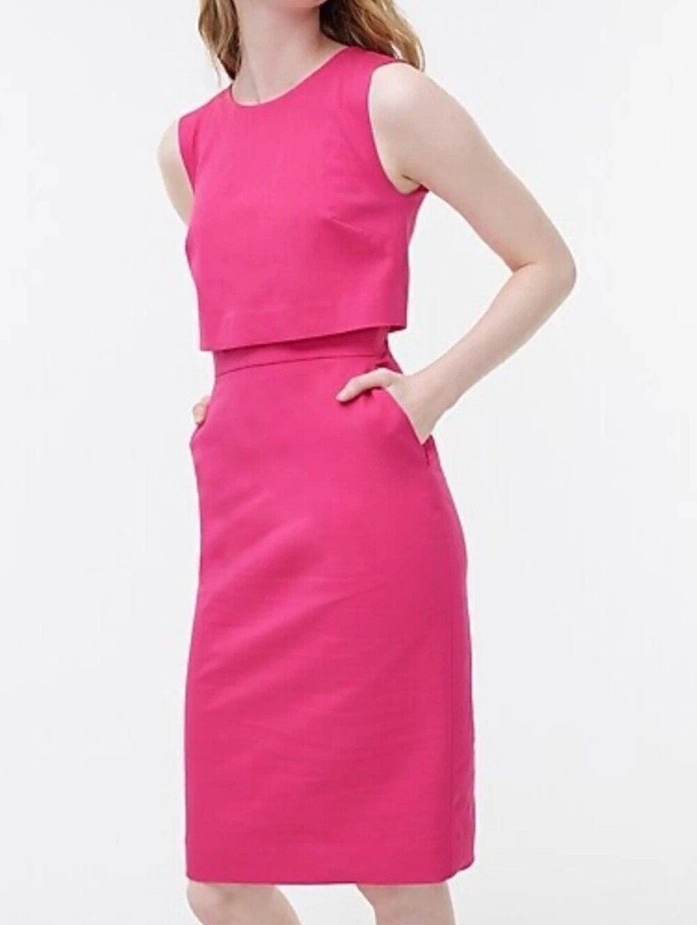 J.Crew Size 10 Sleeveless Going-Places Dress in Bi-Stretch Cotton Soft Fushcia - Picture 1 of 7